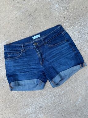 Loft Medium Wash Blue Denim Cuffed Hem Shorts- size 27